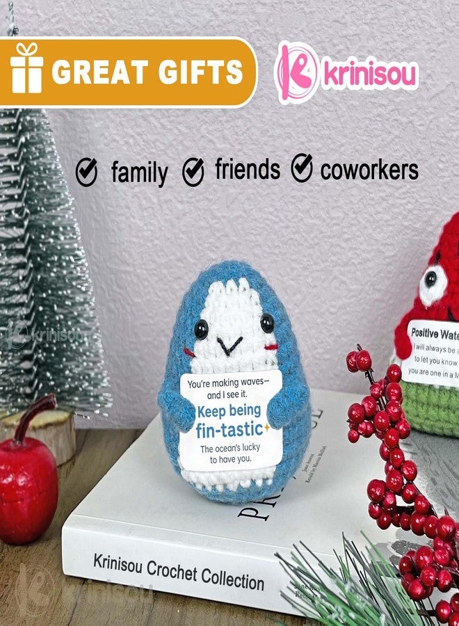 Krinisou Positive Animals Crochet Dolphin Gifts for Women, Cute Dolphin Decor for Home Desk Office Room, Mini Unique Inspirational Motivational Encouragement Gift - Image 5